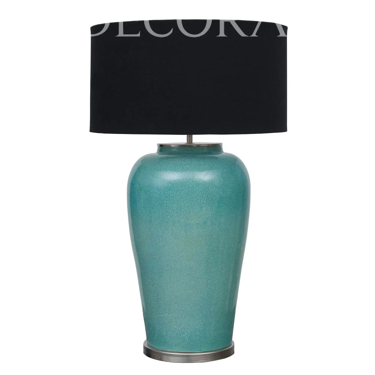 Lámpara de cerámica con pantalla de tela