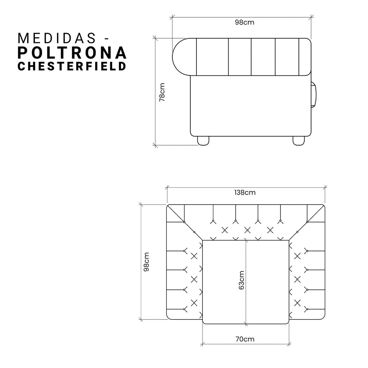 Poltrona de Cuero Chesterfield