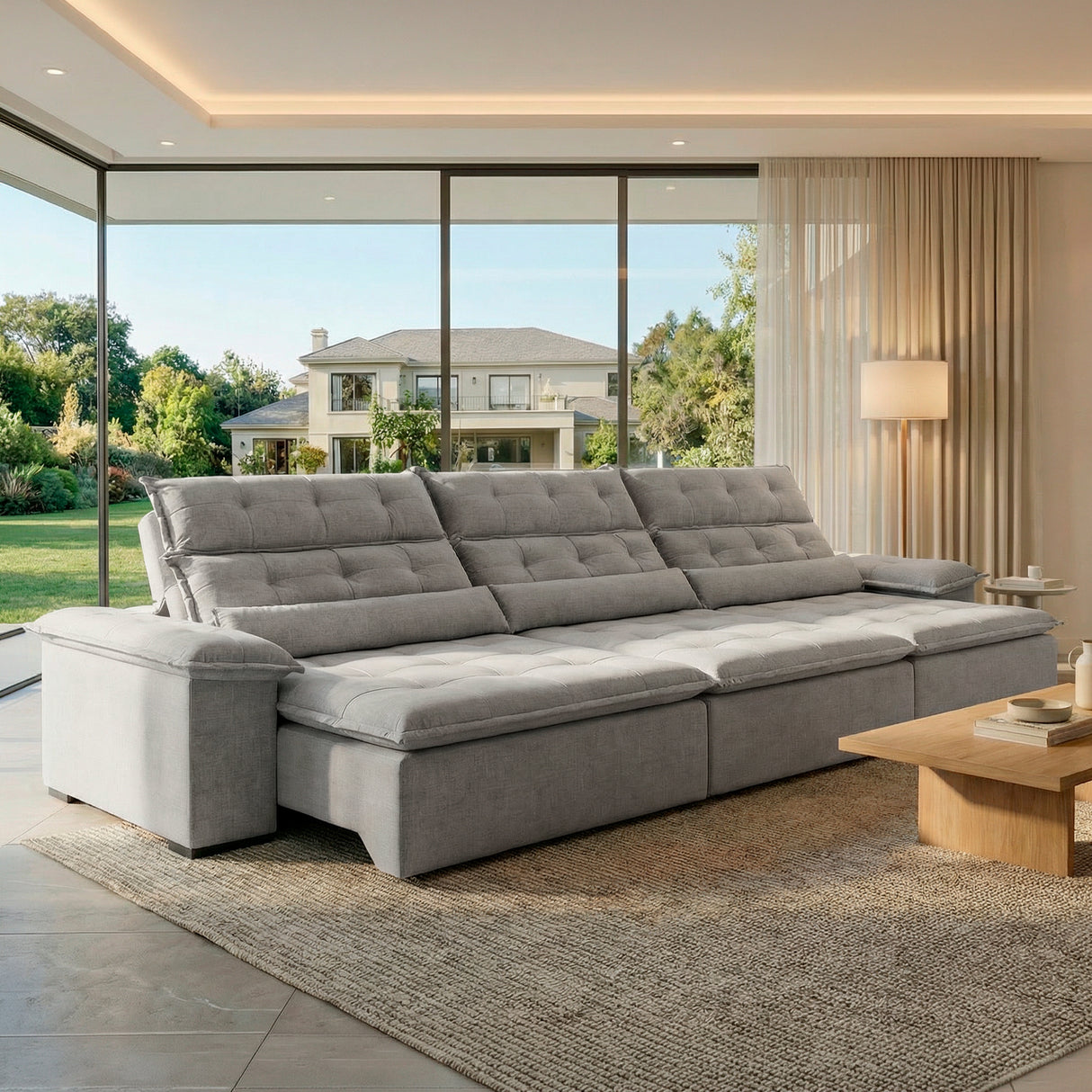 Sofá 3 Cuerpos Prediletto Tela Blanco - 3.60m