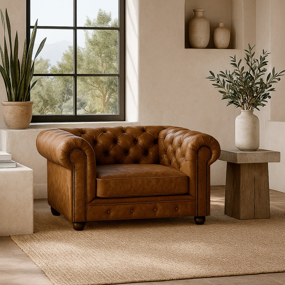 Poltrona de Cuero Chesterfield