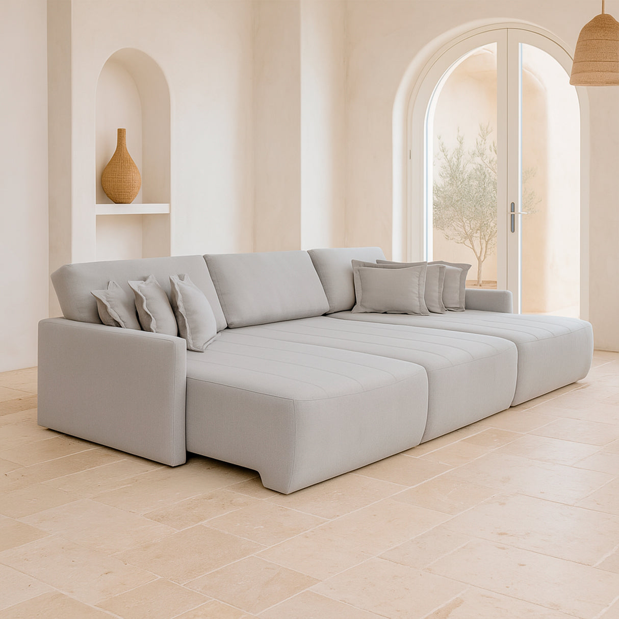 Sofá Cama 2 Cuerpos Sanremo Tela Blanca - 2.34m