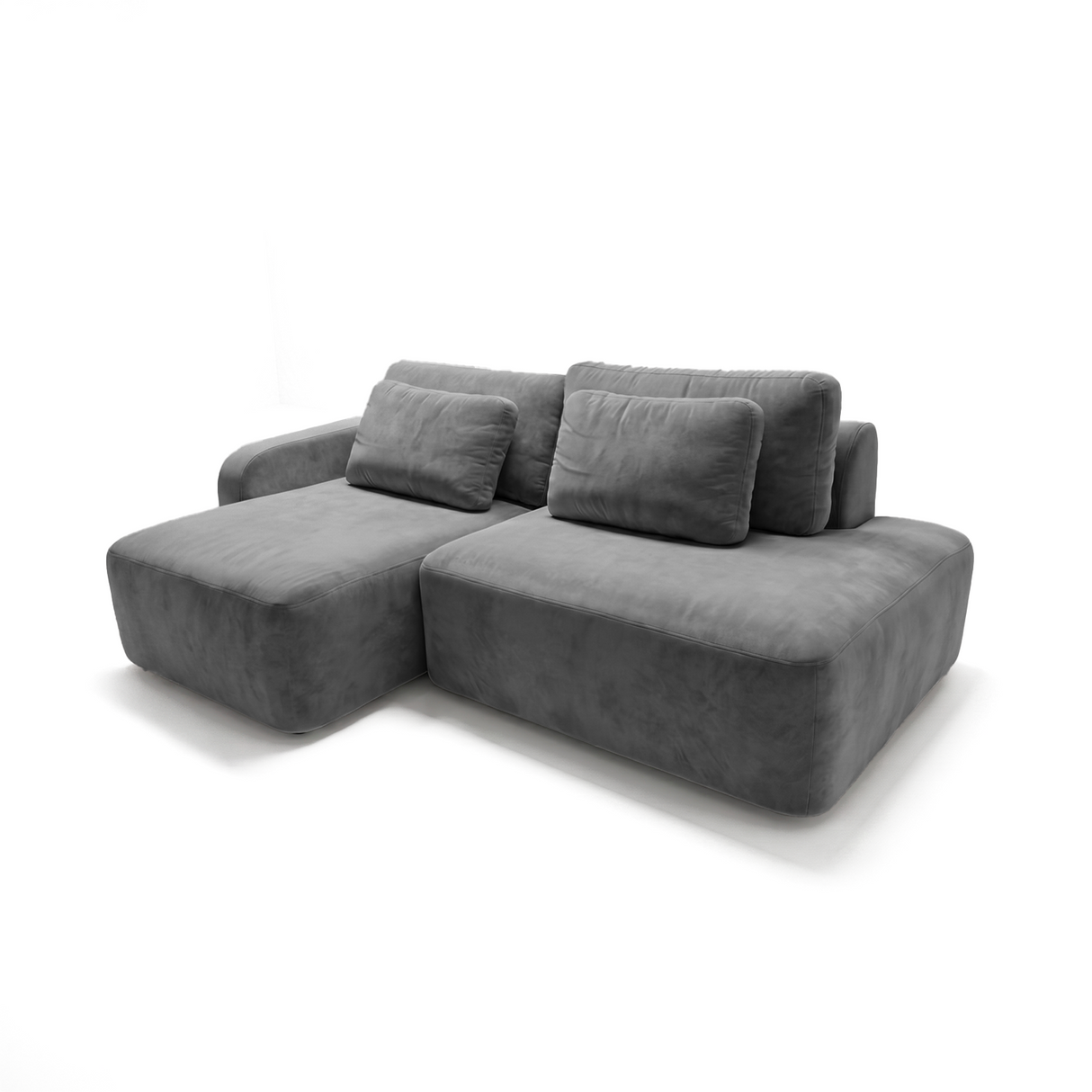 Sofá 2 cuerpos Portillo Con Pouf Derecho Tela Gris oscuro - 2.35m