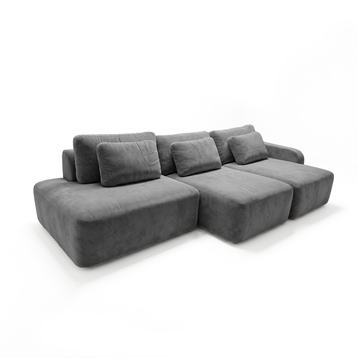 Sofá 3 cuerpos Portillo Con Pouf Izquierdo Tela Gris oscuro - 2.95m