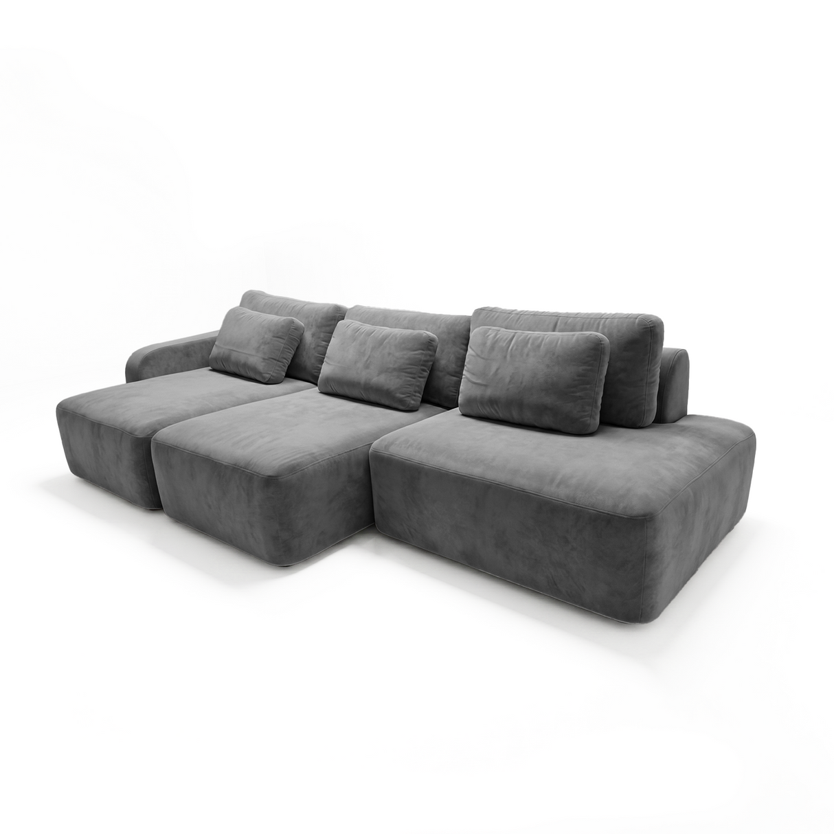 Sofá 3 cuerpos Portillo Con Pouf Derecho Tela Gris oscuro - 2.95m