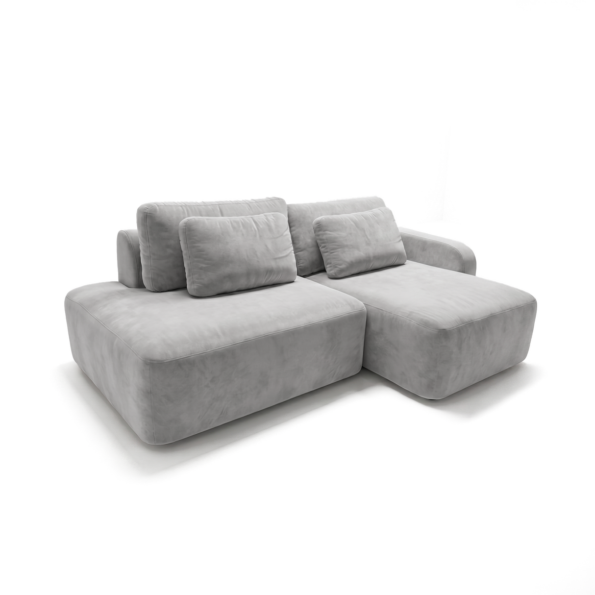 Sofá 2 cuerpos Portillo Con Pouf Izquierdo Tela Gris claro - 2.75m