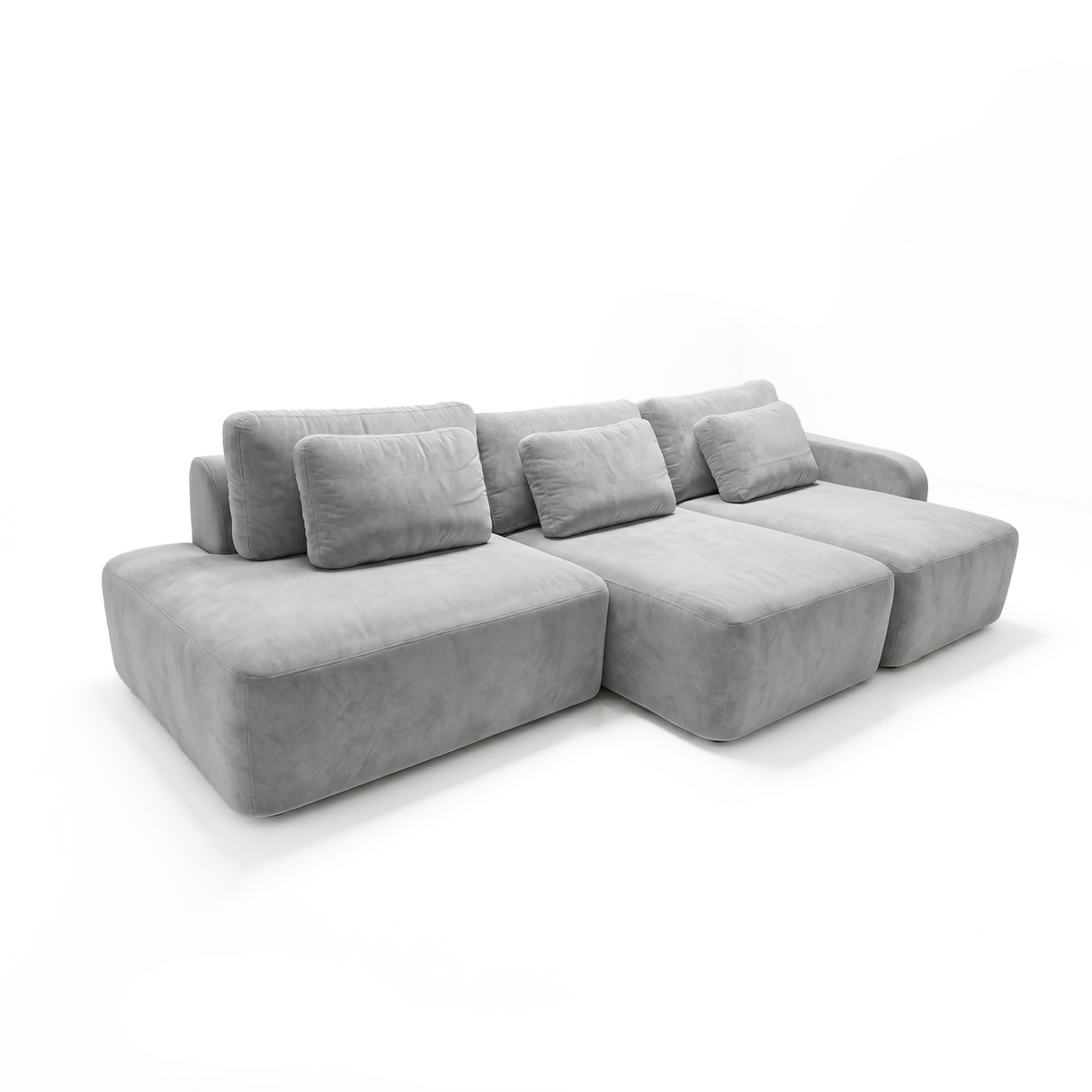 Sofá 3 cuerpos Portillo Con Pouf Izquierdo Tela Gris claro - 2.95m