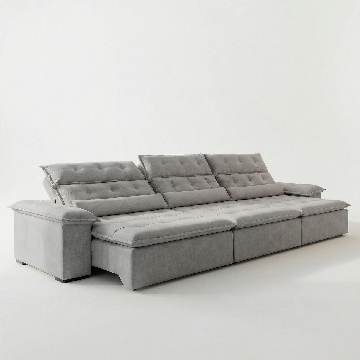 Sofá 3 Cuerpos Prediletto Tela Gris - 3.30m