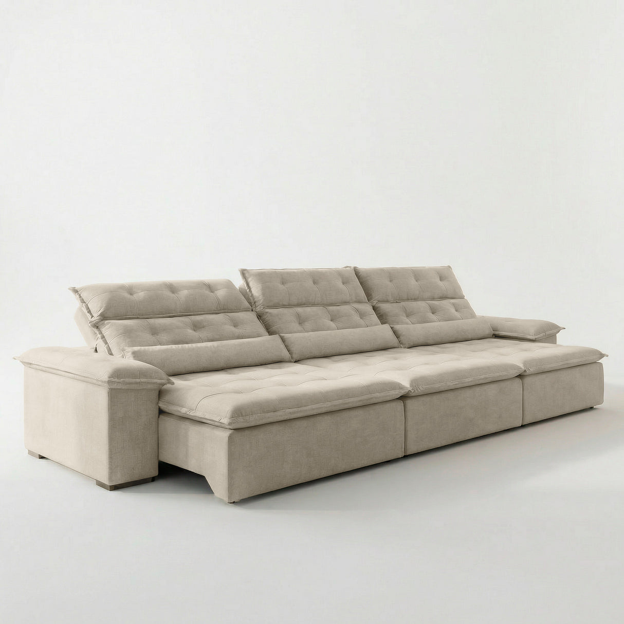Sofá 3 Cuerpos Prediletto Tela Beige - 3.60m