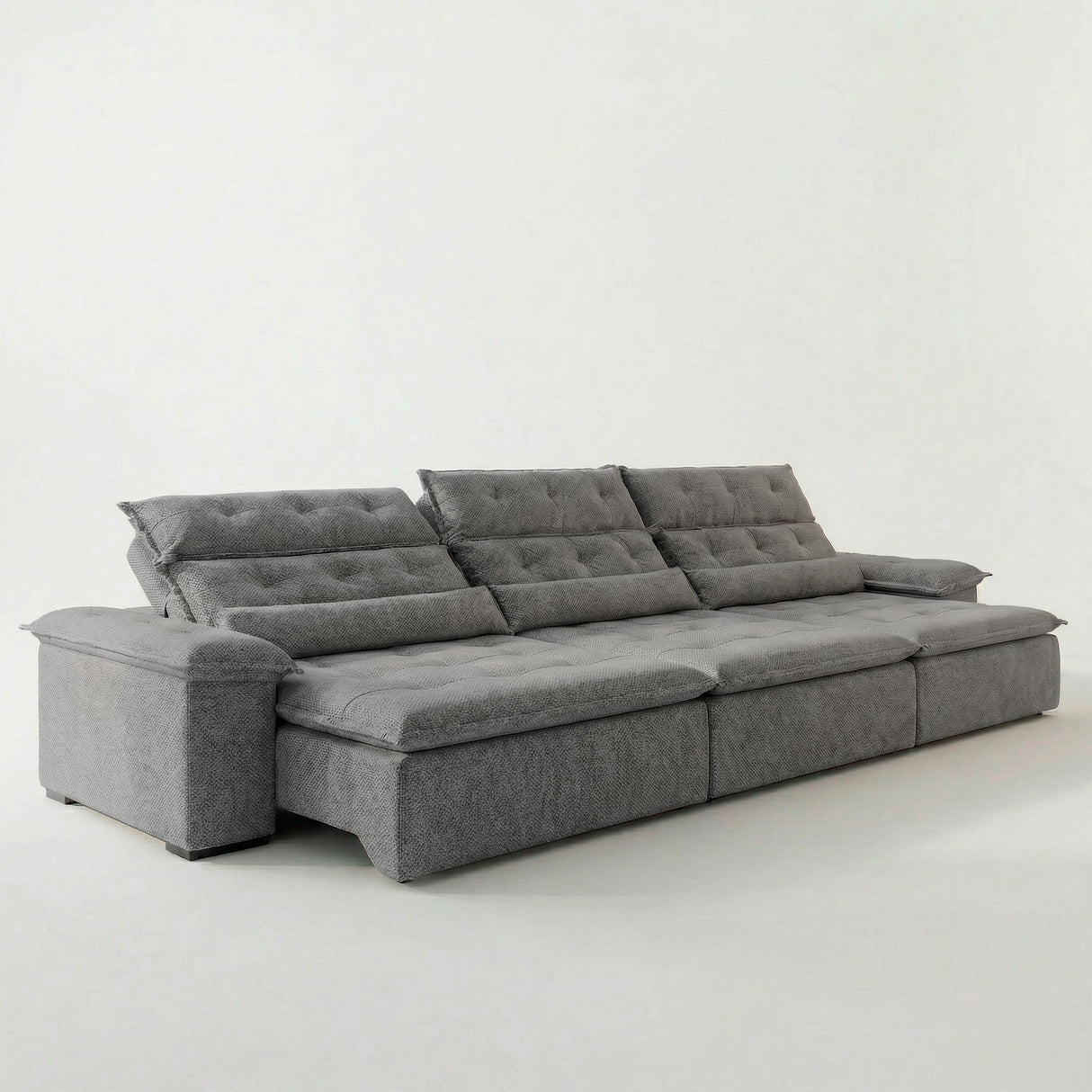 Sofá 3 Cuerpos Prediletto Tela Gris Oscuro - 3.00m