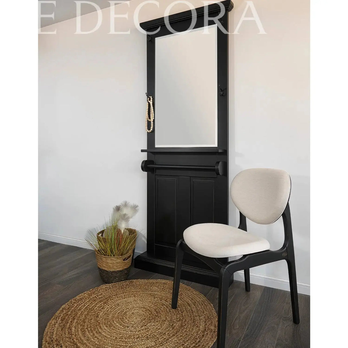 Perchero con Espejo Veracruz Negro Re Decora