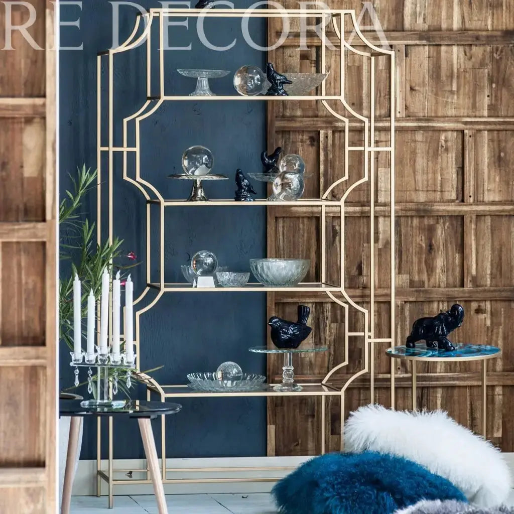 Repisa moderna de metal con vidrio