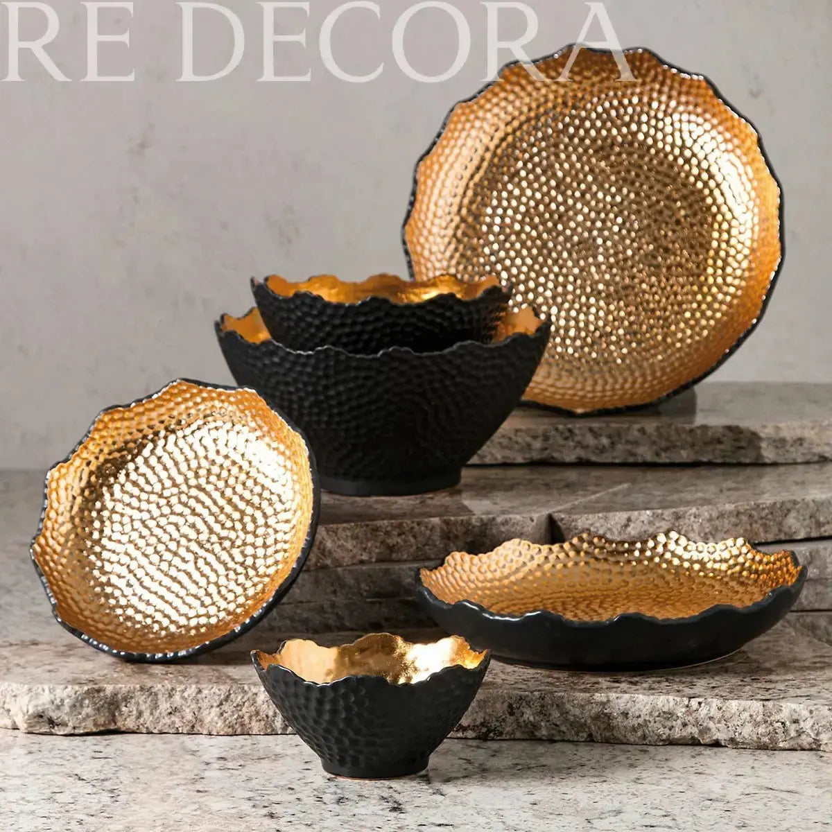 Tazones bowls dorados con negro