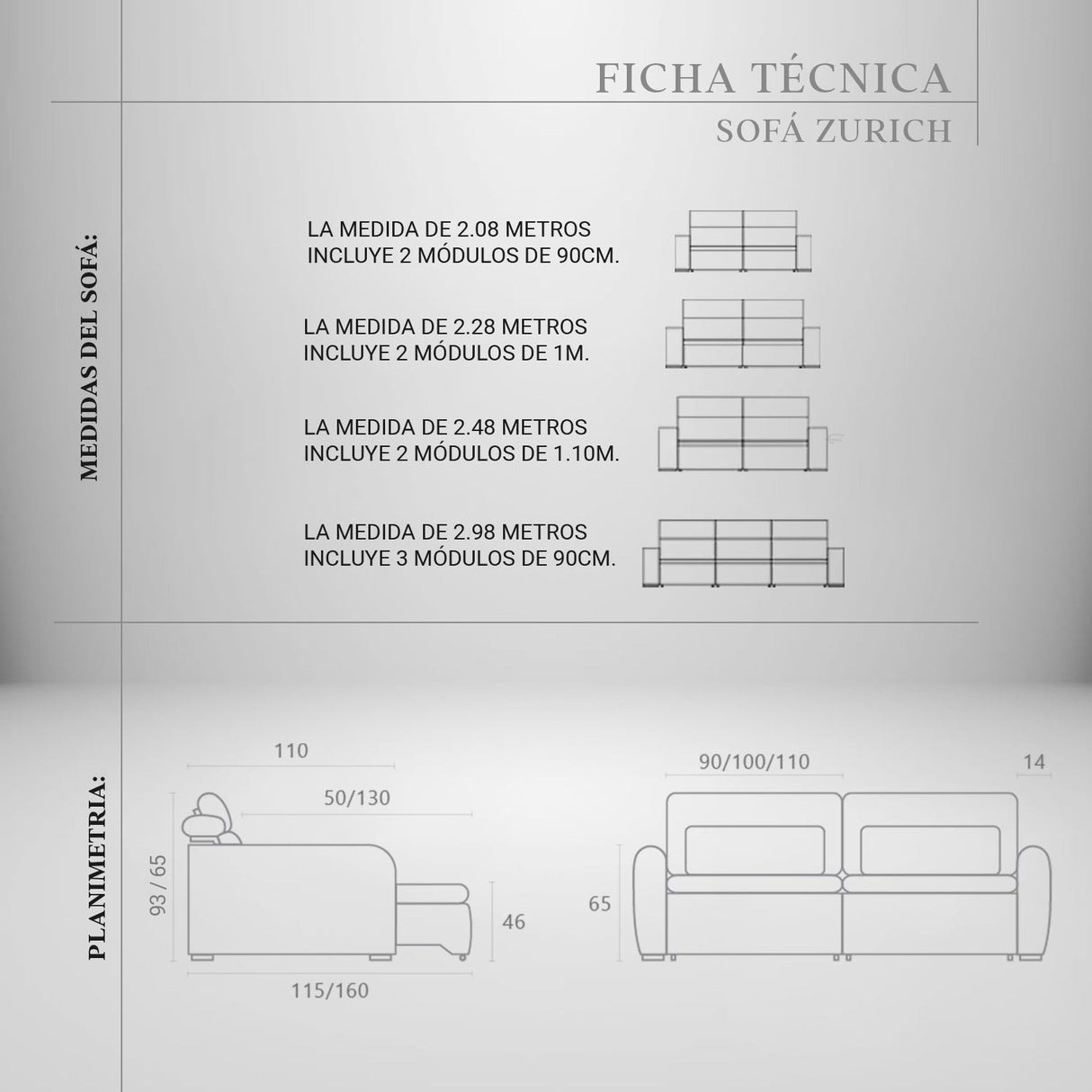 Sofá Cama 2 cuerpos Zurich Stock