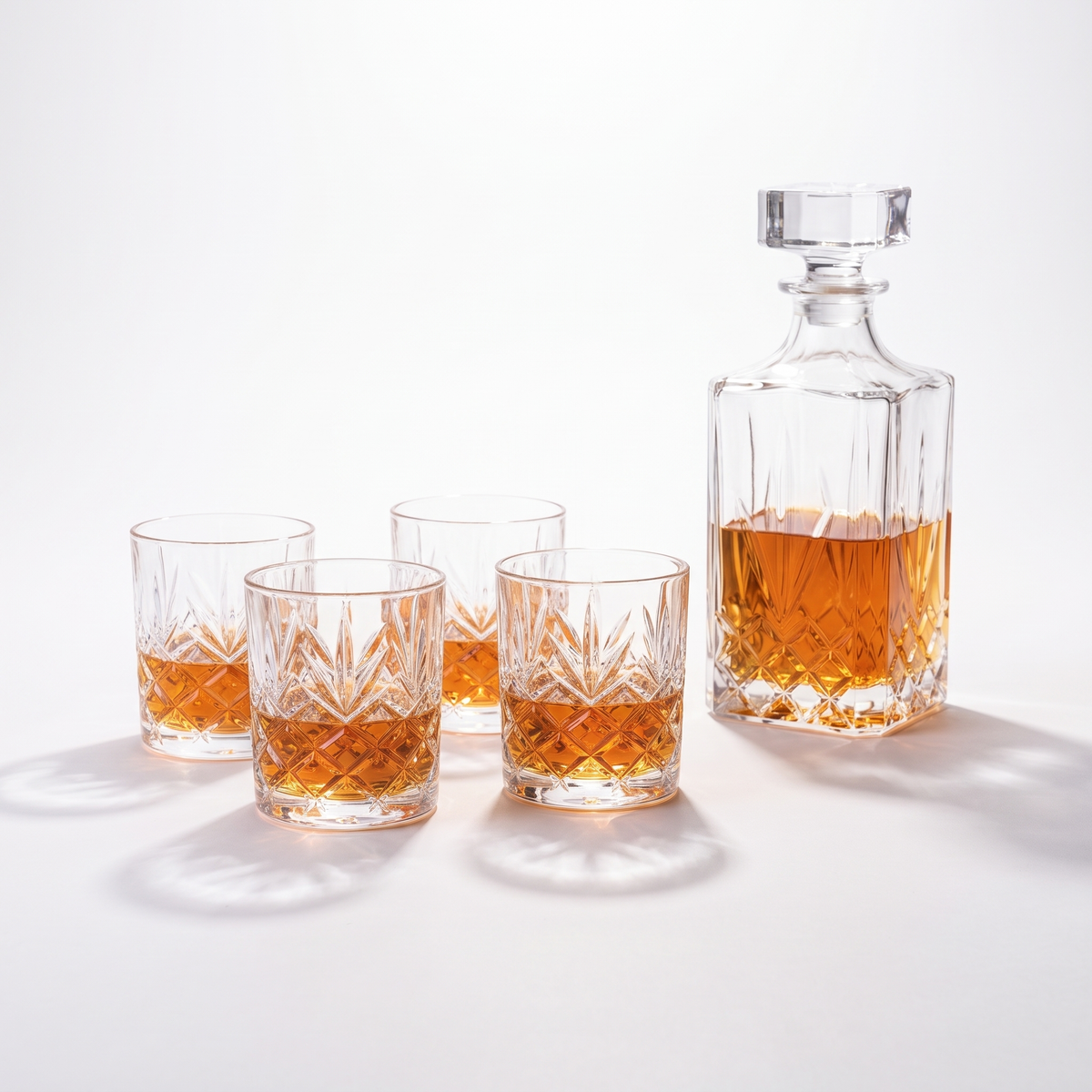 Set 4 vasos y botella whiskey