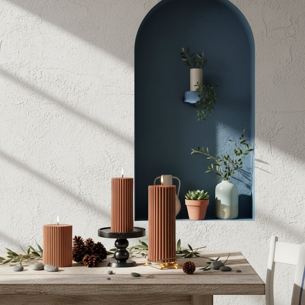 Vela de Cera Cilíndrica Nórdica