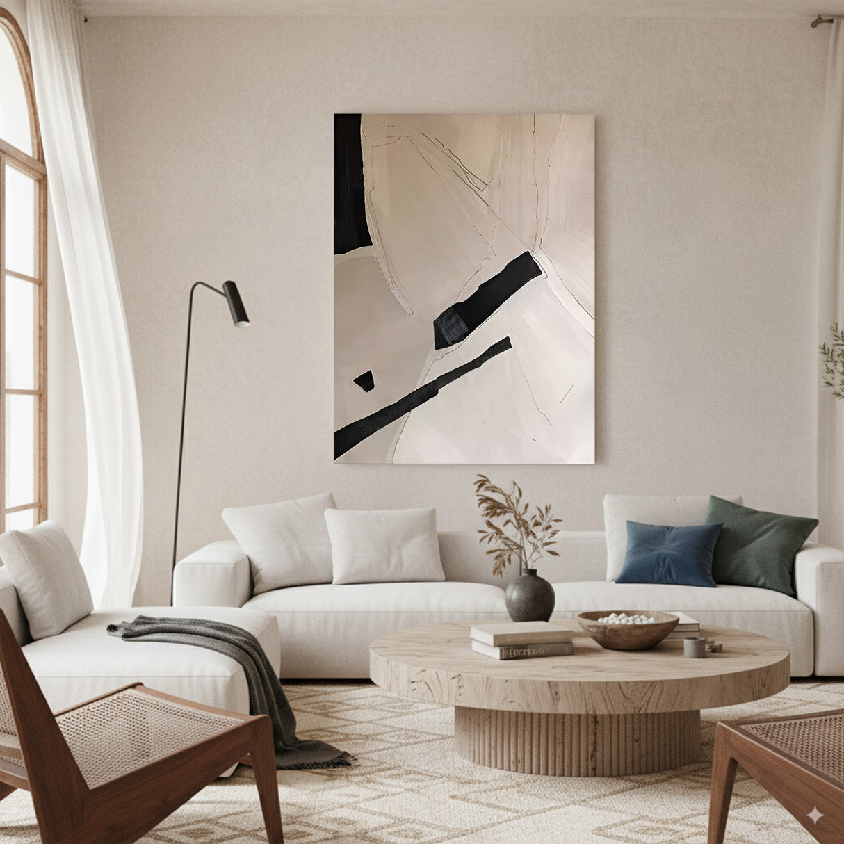 Cuadro Abstracto Líneas Beige