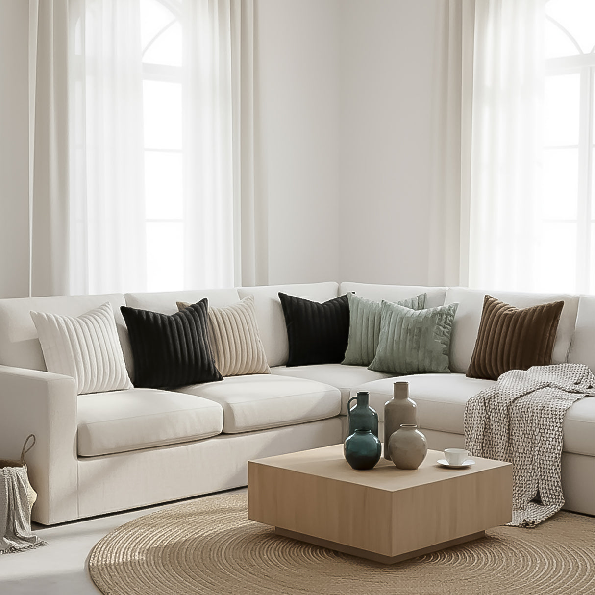 Funda de Cojín Terciopelo Rayas