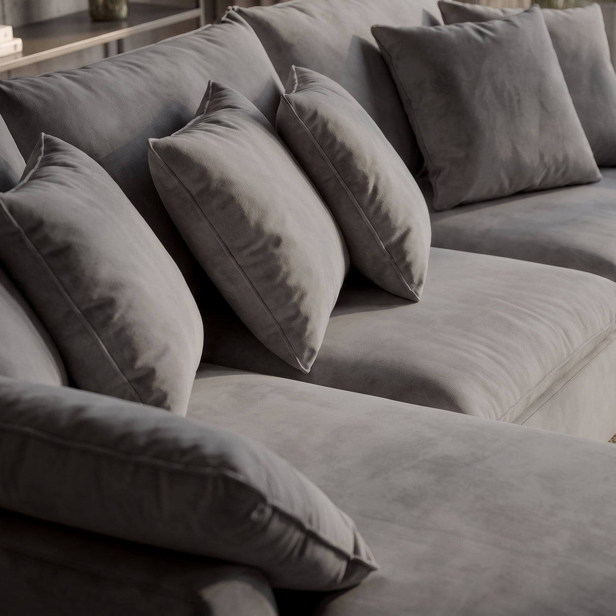 Sofá Seccional 3 Cuerpos Atualittá con Chaise Longue Izquierdo Tela Gris Oscuro - 2.87 x 2.05m a Confección