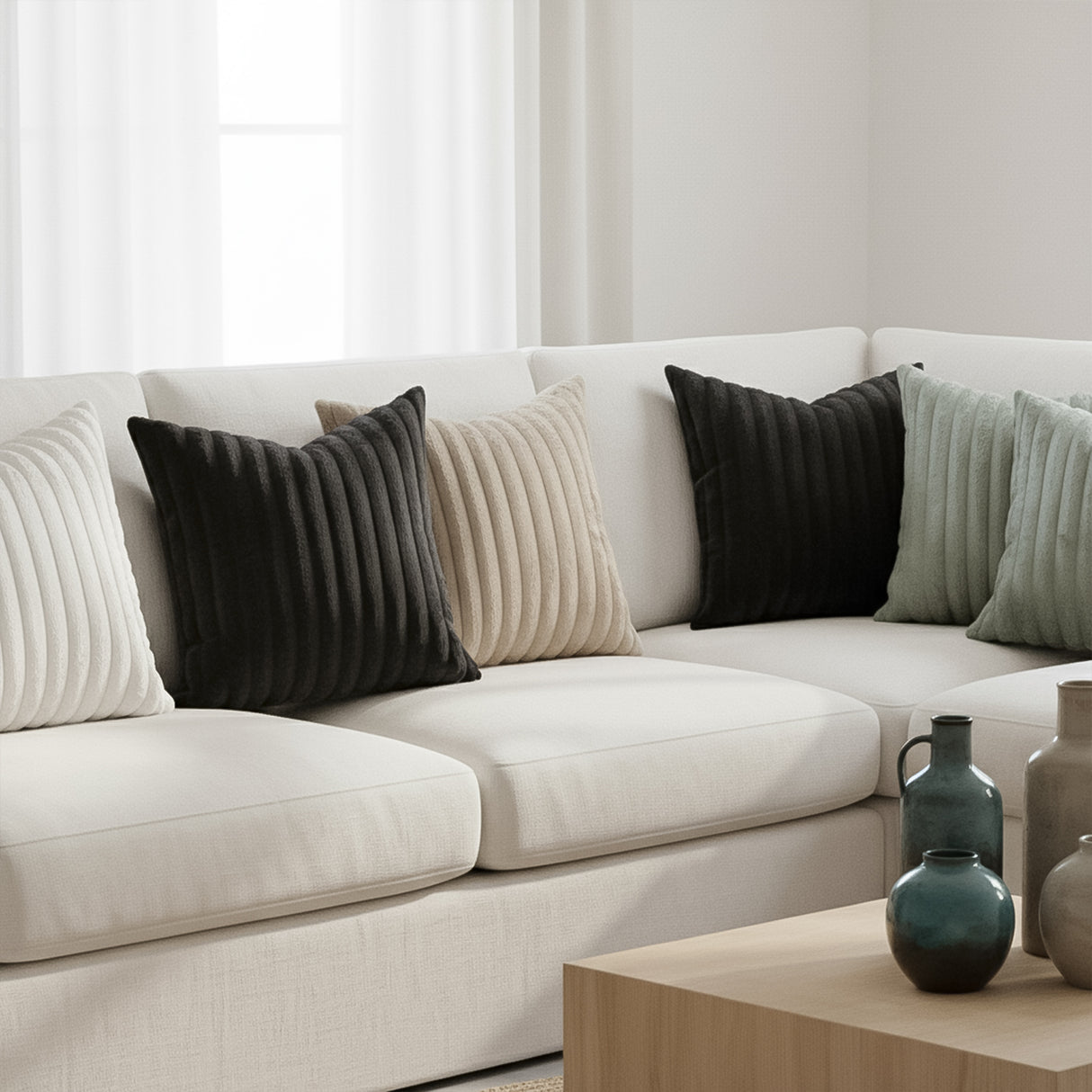 Funda de Cojín Terciopelo Rayas