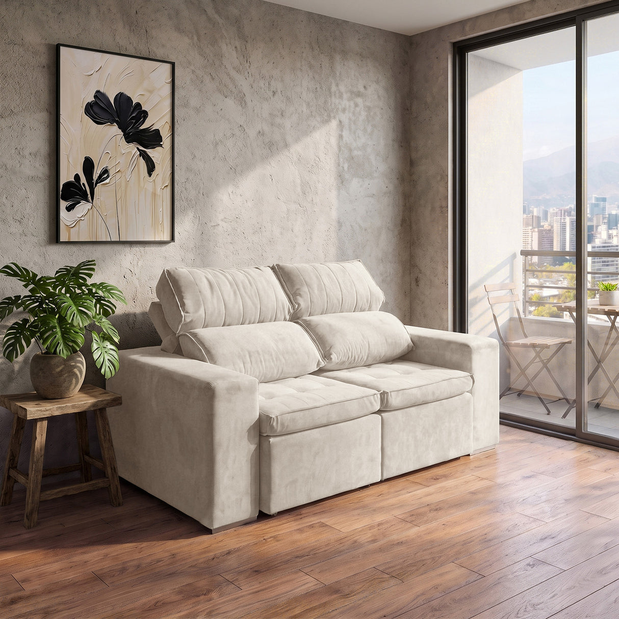 Sofá 2 cuerpos Toquio Tela Beige - 1.84m