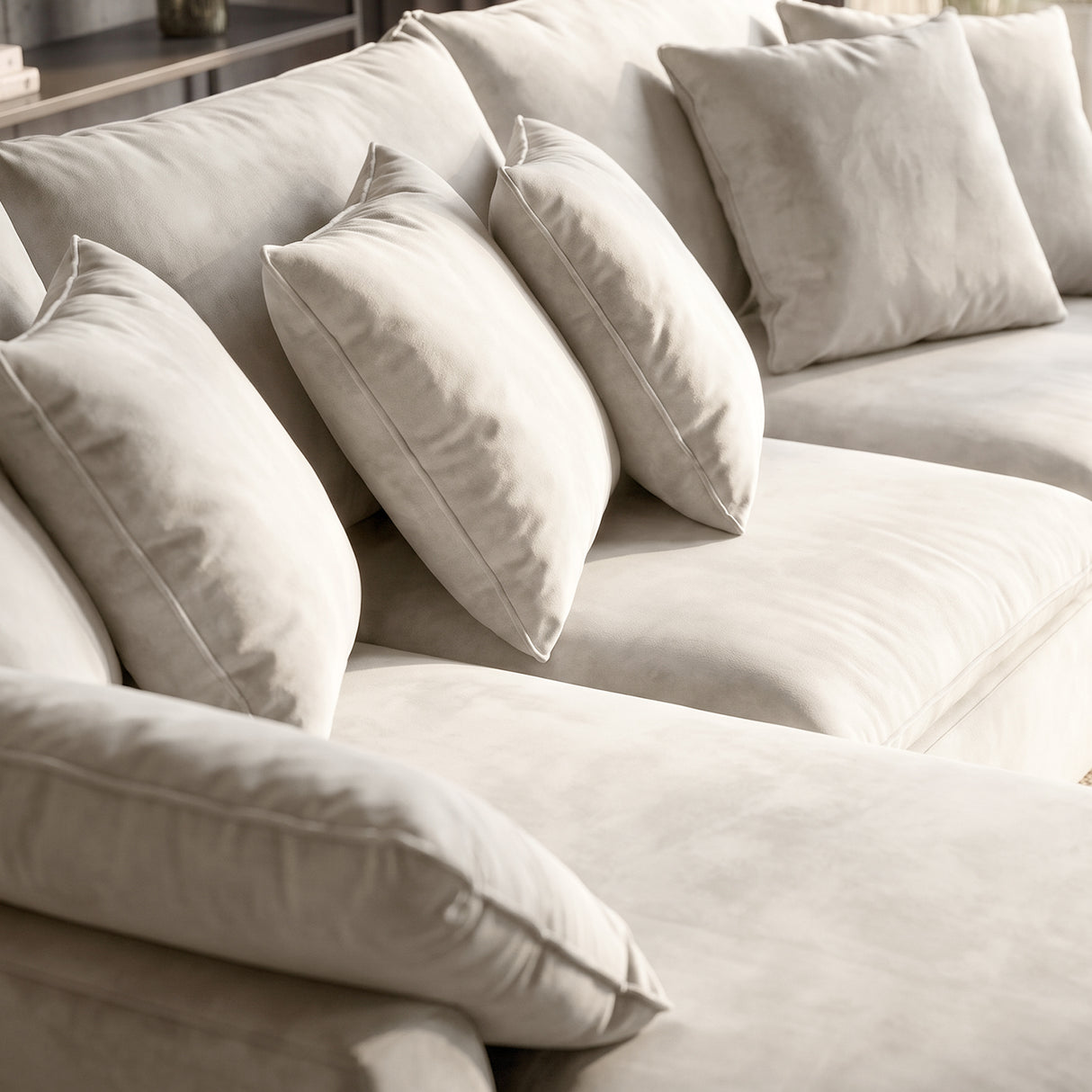 Sofá Seccional 3 Cuerpos Atualittá con Chaise Longue Izquierdo Tela Beige - 2.87 x 2.05m a Confección