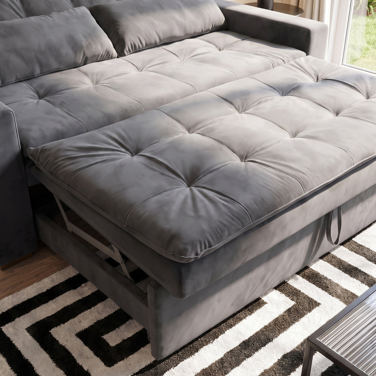 Sofá Cama 2 cuerpos Londres Tela Gris oscuro - 1.90m