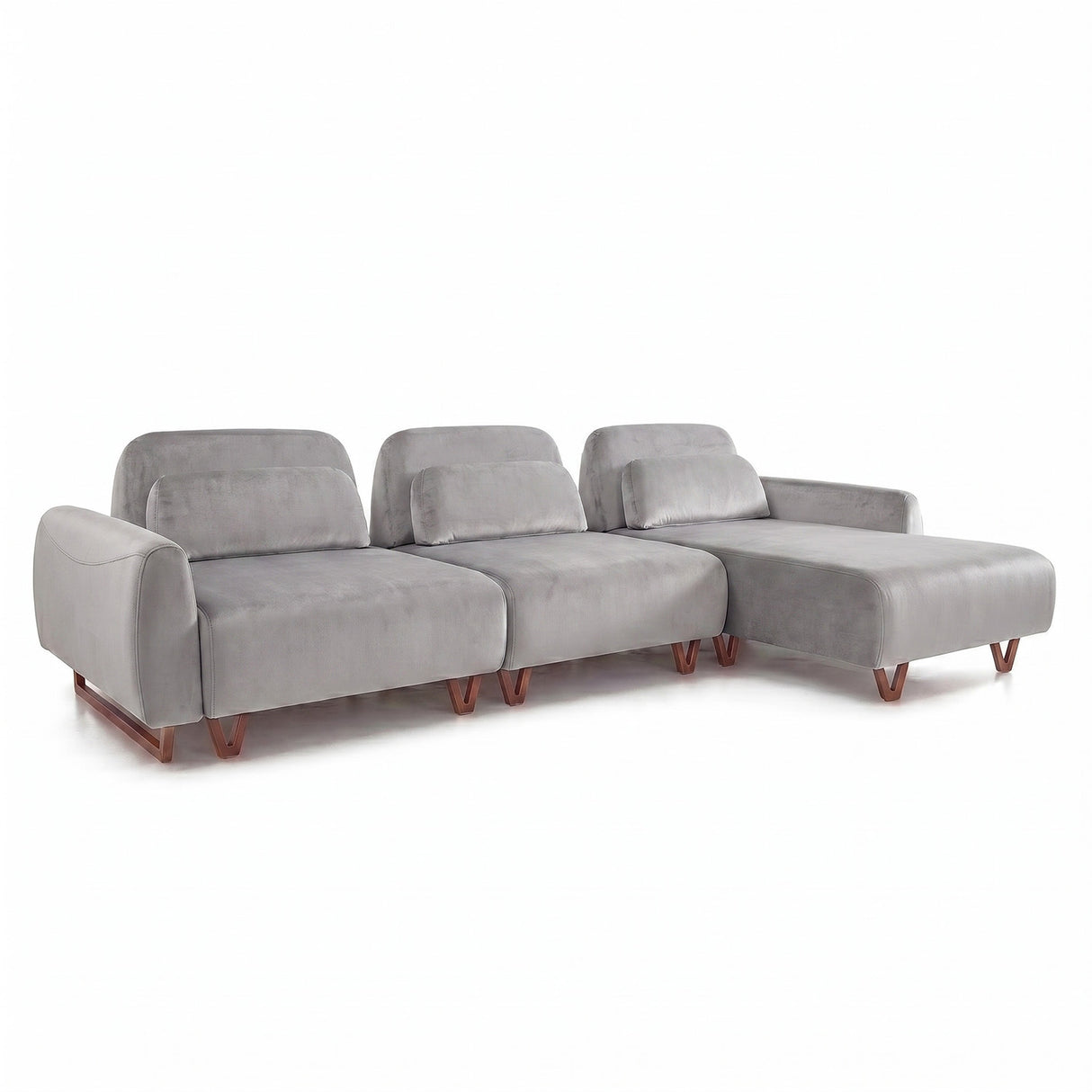 Sofá 3 cuerpos Laguna con Chaise Derecho Tela Gris claro - 3.38x1.38m