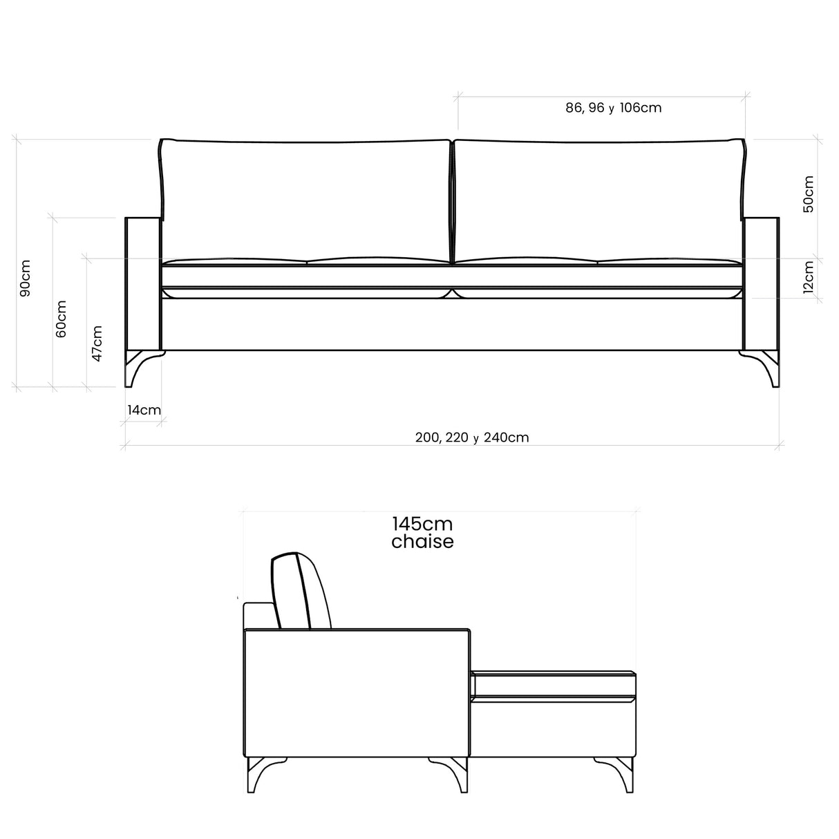Sofá Sevilha con chaise