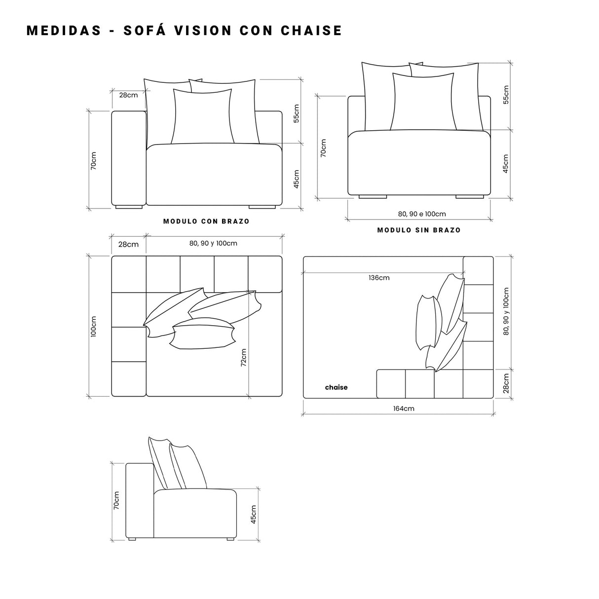 Sofá Vision con chaise