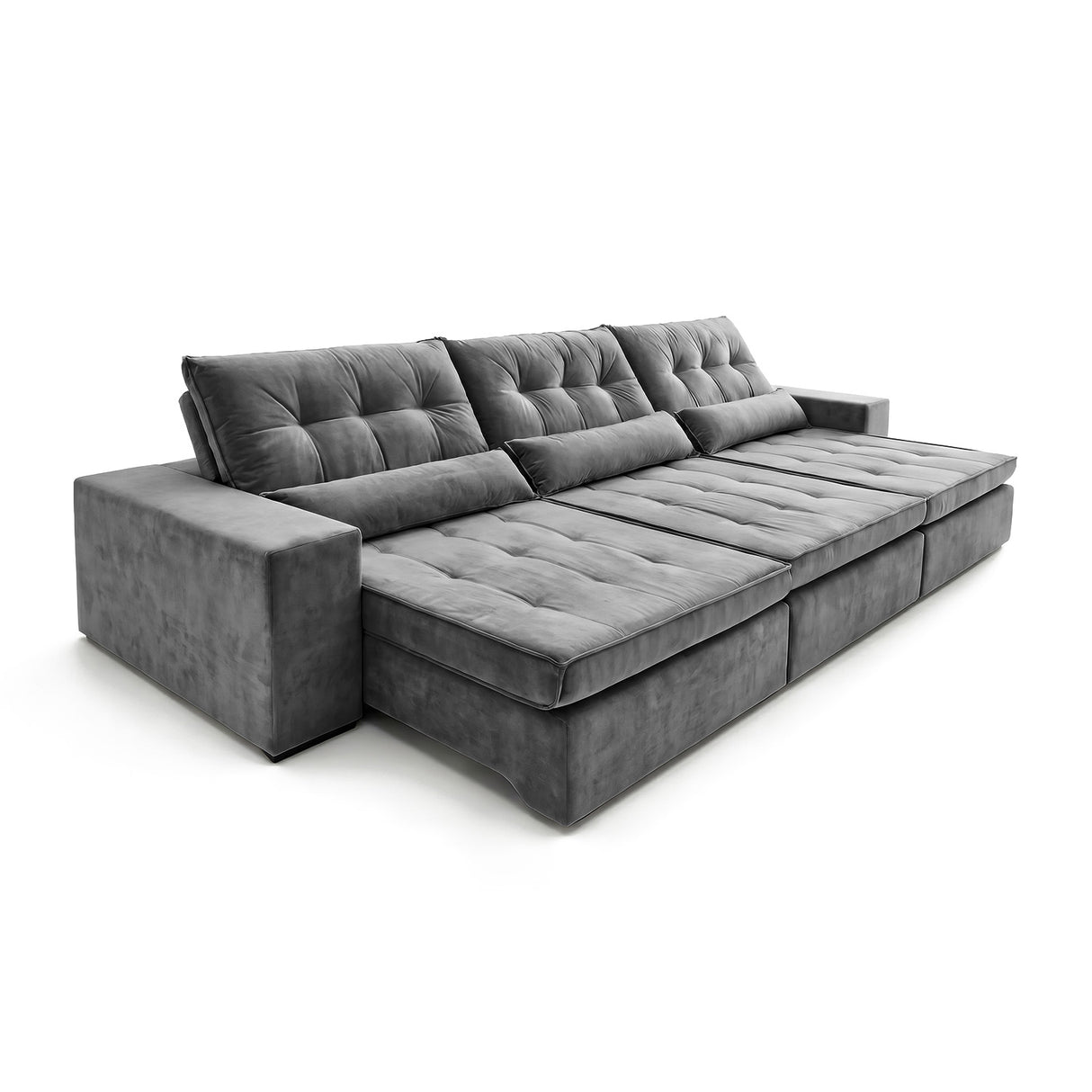 Sofá 3 cuerpos Miami Tela Gris oscuro - 3.99m