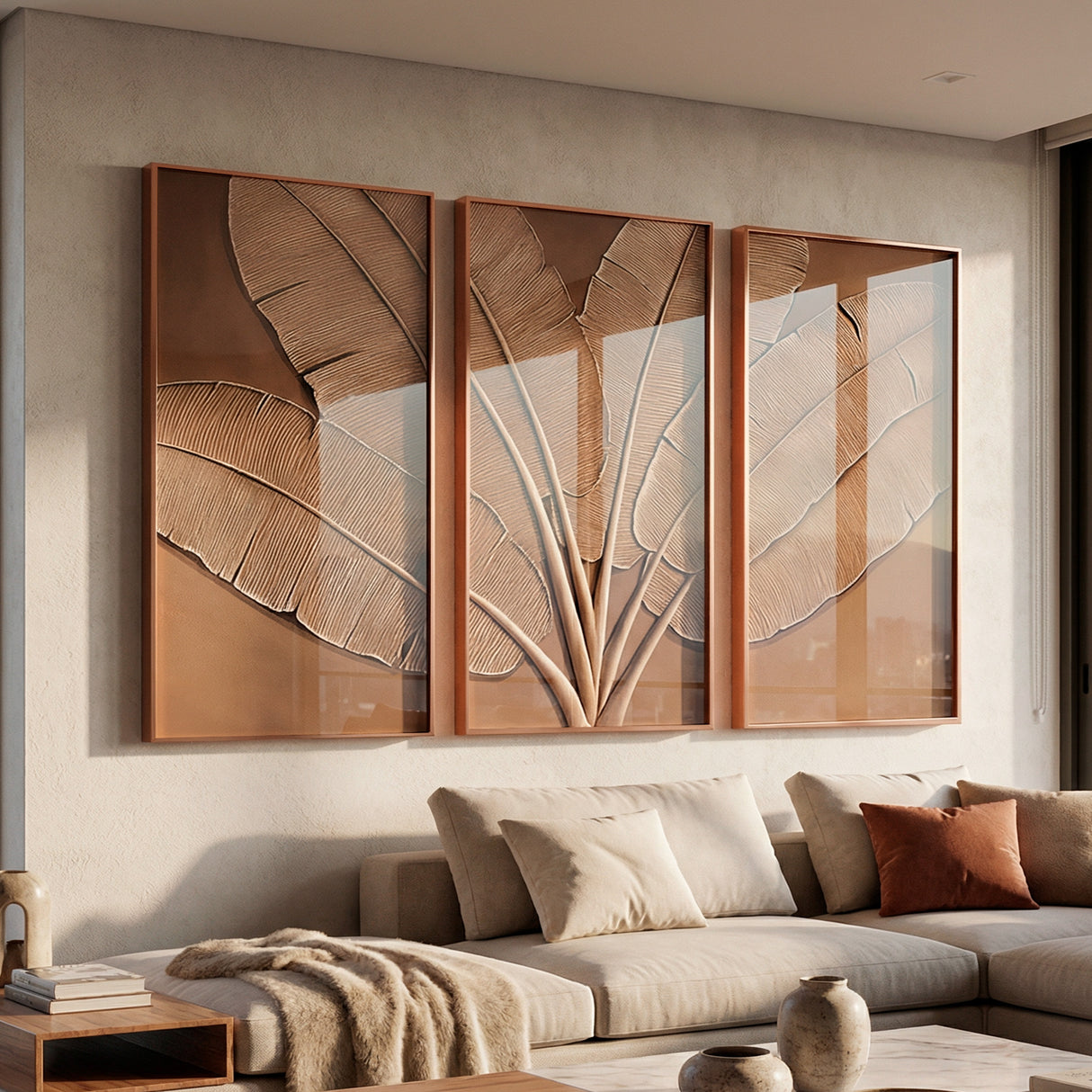 Cuadro natural plumas 3 set