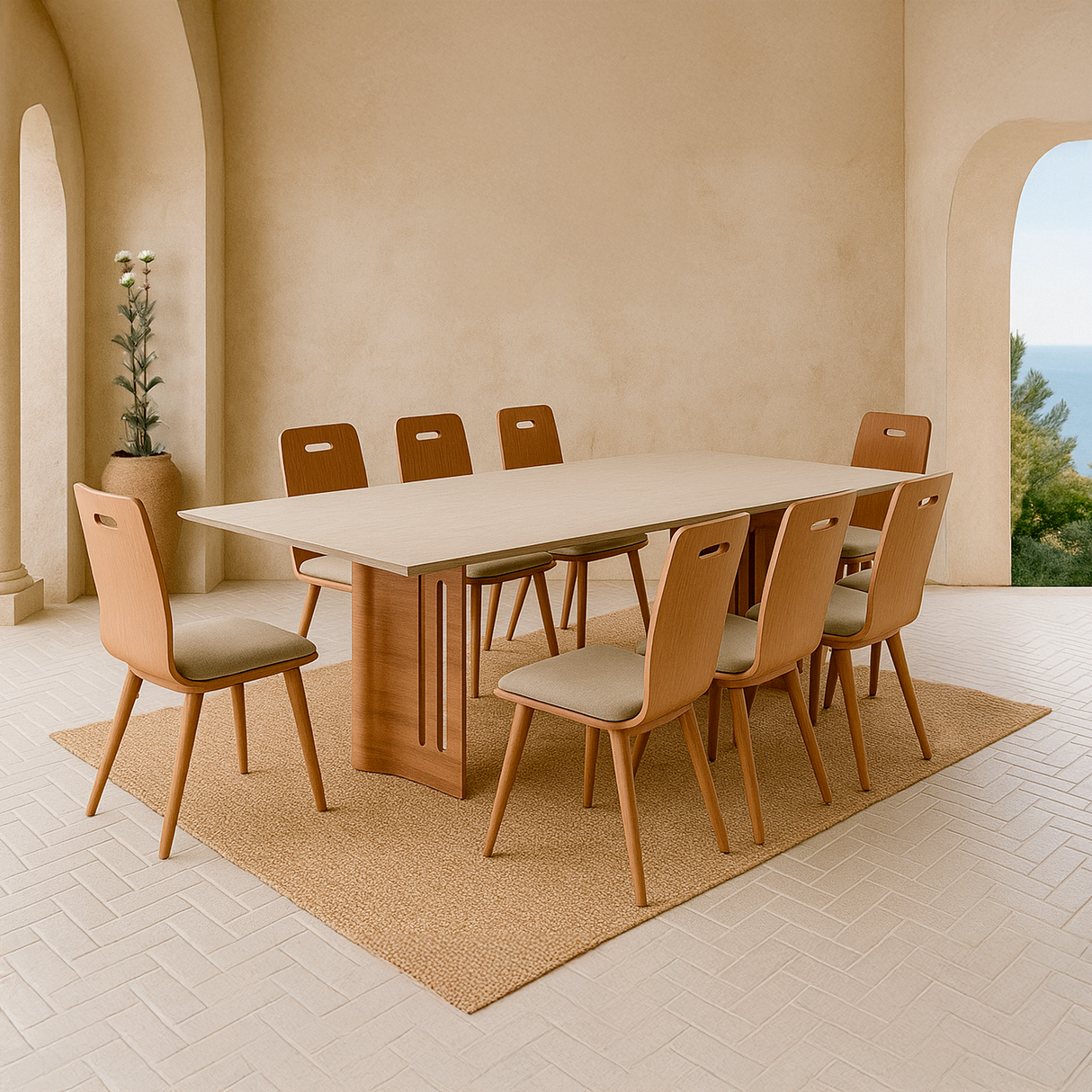 Mesa de comedor Yasmin y silla Solana