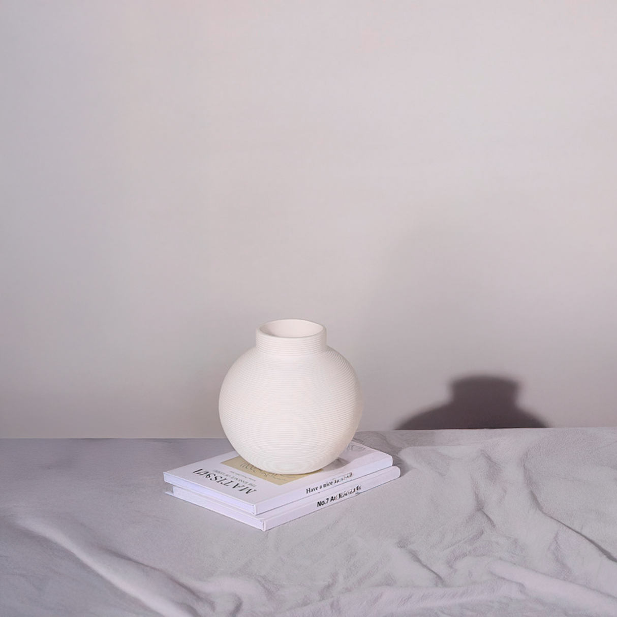 Florero de Cerámica Blanco Redondo Pequeño Kelida Porcelana