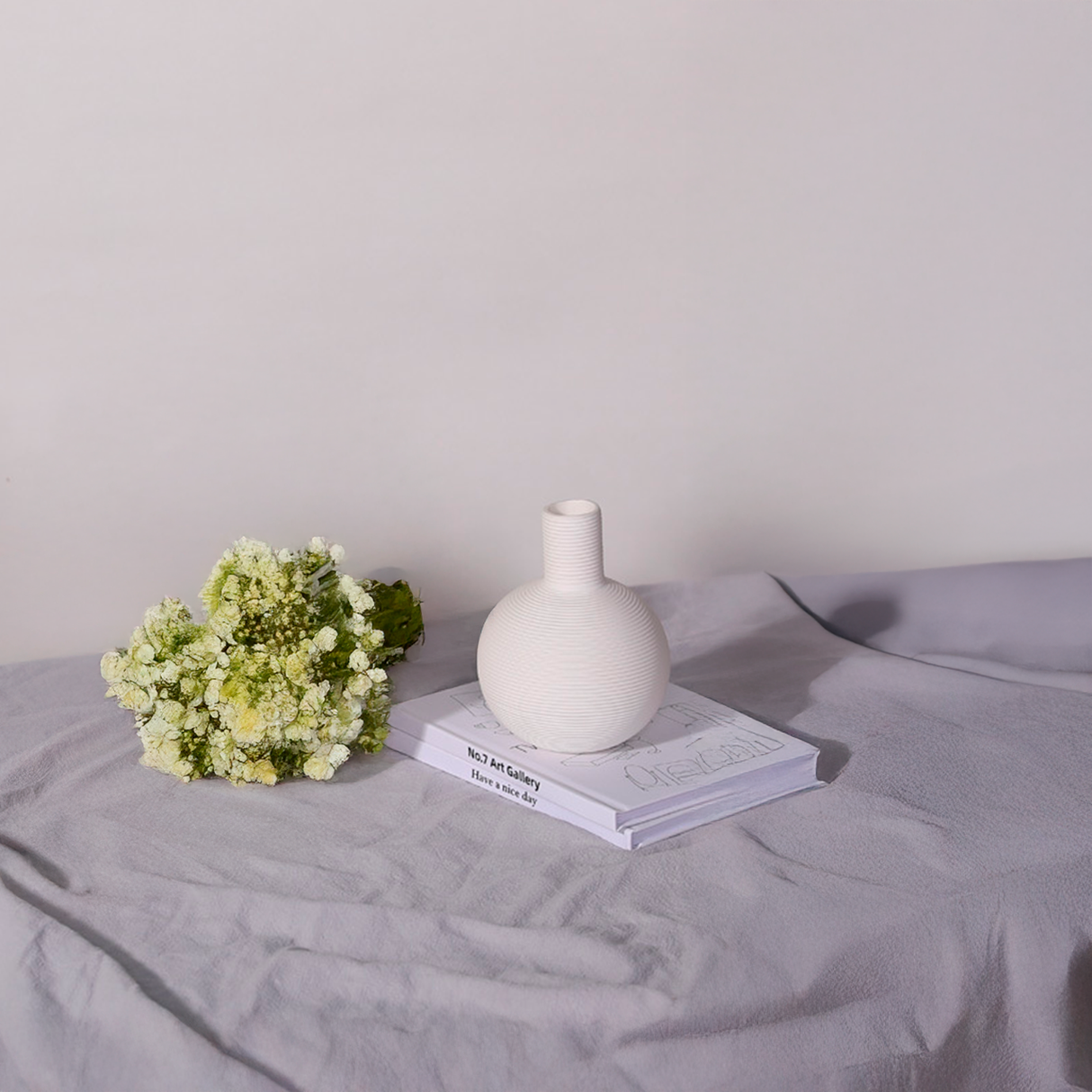 Florero de Cerámica Chico Blanco Cuello Alto Kelida Porcelana