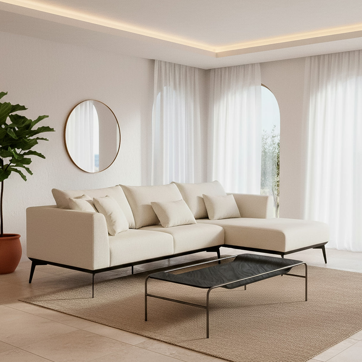 Sofá Palace con Chaise 2.76 MT 6010 Stock