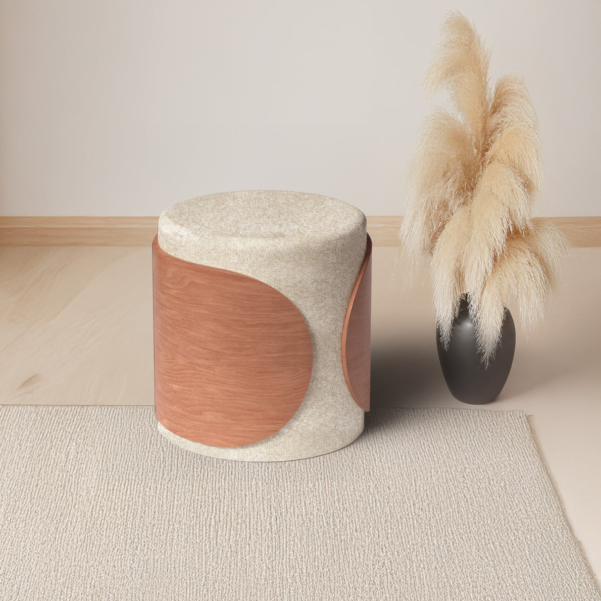 pouf redondo / pouf living / pouf blanco / pouf de madera