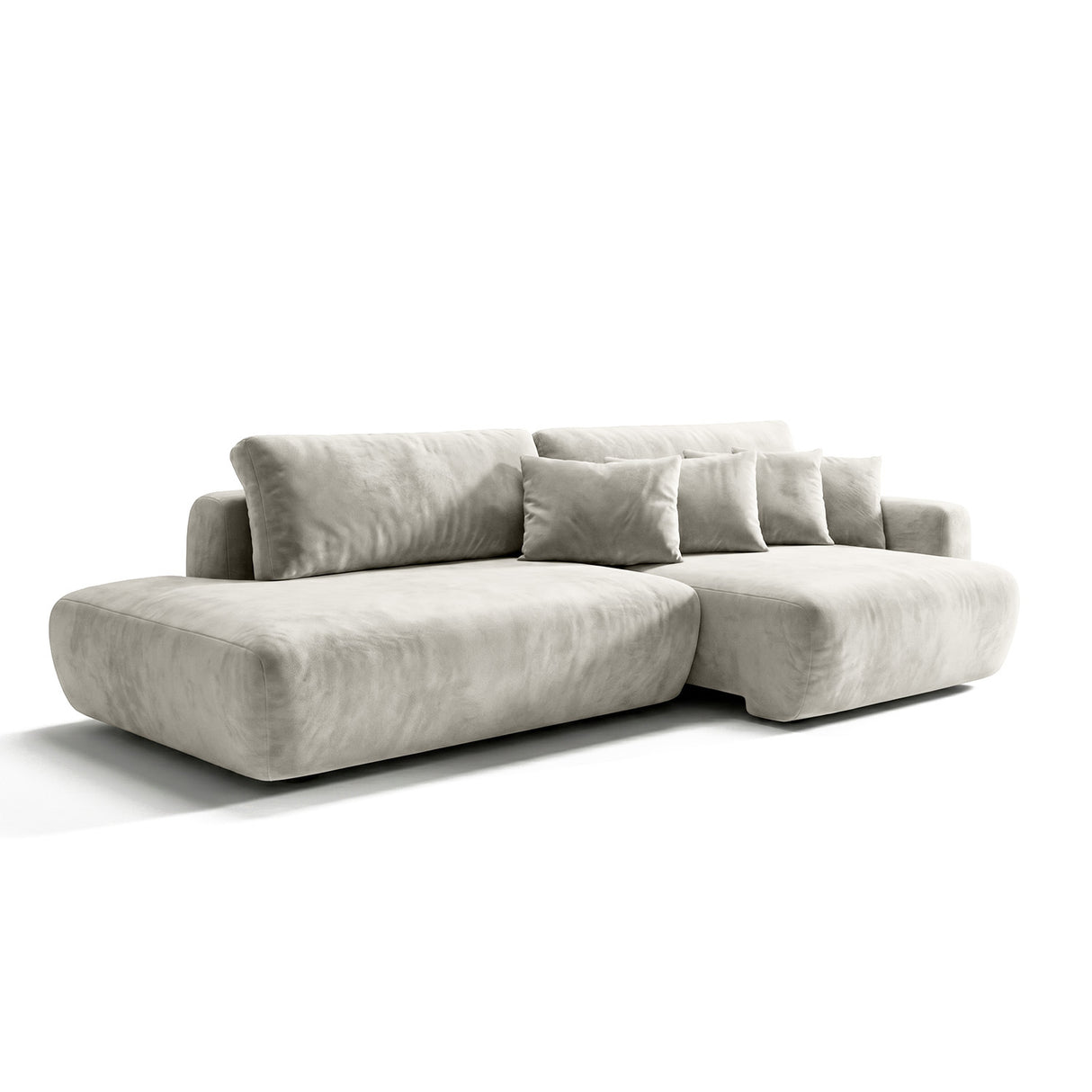Sofá 2 Cuerpos Solana Pouf izquierdo Tela Beige- 2.18m