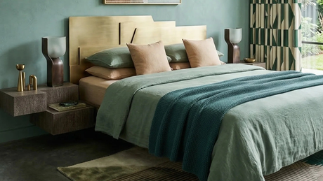 Dormitorio armonioso tonos verdes