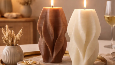 Vela Espiral velas decorativas espirales en blanco y marrón sobre mesa de comedor elegante
