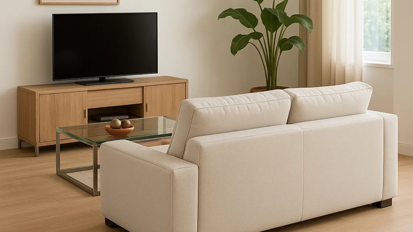 Sofá en sala con TV