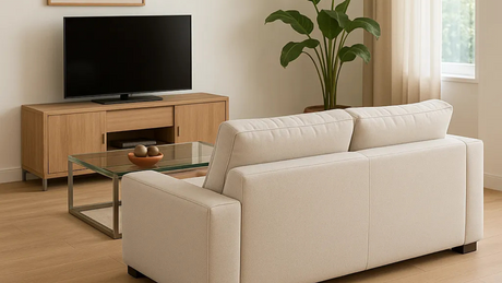 Sofá en sala con TV