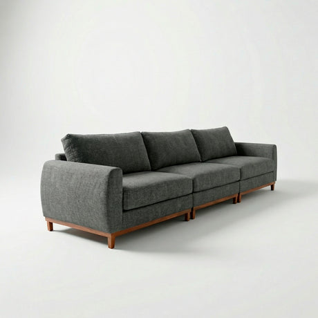 Sofá de tres cuerpos, tela lino, color grafito. 