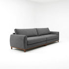 Sofá de dos cuerpos, tela lino, color gris oscuro.