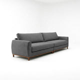 Sofá de dos cuerpos, tela lino, color gris oscuro.