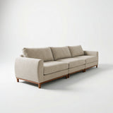 Sofá de tres cuerpos, tela lino, color fendi.