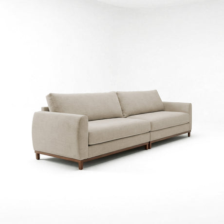 Sofá de dos cuerpos, tela lino, color fendi.