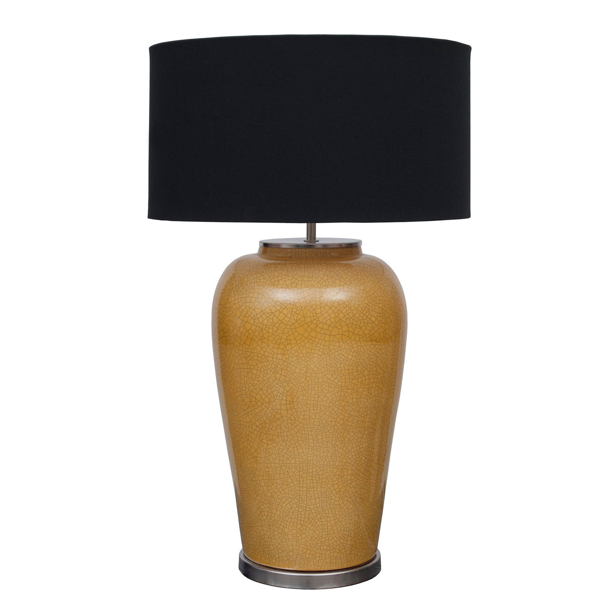 Lámpara de cerámica con pantalla de tela