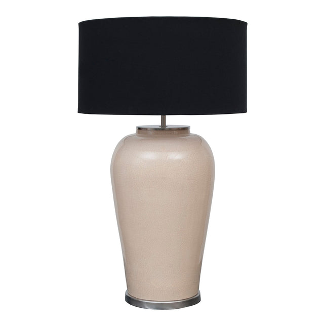 Lámpara de cerámica con pantalla de tela