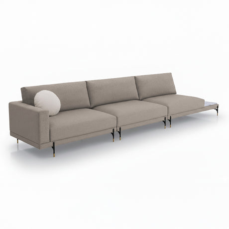 Sofá de 3 plazas para exterior con mesa de mármol.