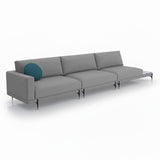 Sofá de 3 plazas para exterior con mesa de mármol.